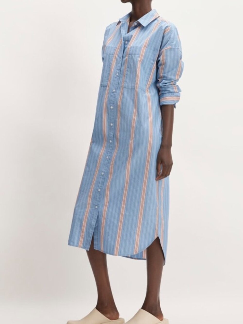 Everlane The Midi Cotton Striped Long Sleeve Shirt Dress - NWOT - Size Medium